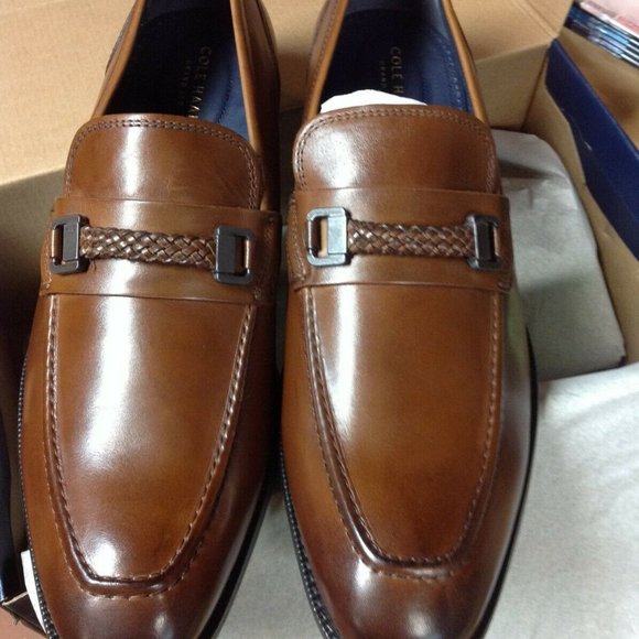 Cole Haan Men's Wagner Grand British Tan Leather Bit Loafers 11.5M - New in Box - Picture 1 of 11